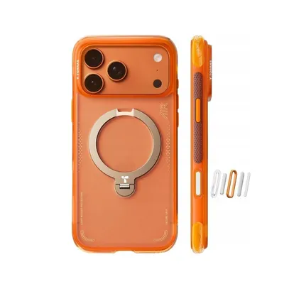 Funda für Handy Torras Ostand Q3 Air Orange mit Ständer für iPhone 17 Pro Max