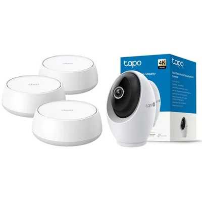 WiFi Mesh TP-Link 3 Knoten 5 Gbps 613 m² mit 4K KI-Kamera