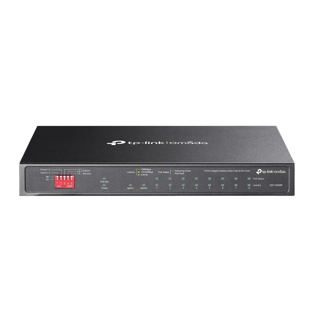 Switch TP-Link Omada DS110GMP 10 Port Gigabit PoE+ lüfterlos Metall Wandmontage