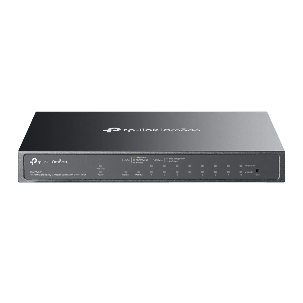 TP-Link 10-Port Gigabit Managed Switch mit 8 PoE+ 123W Cloud SFP Lüfterlos