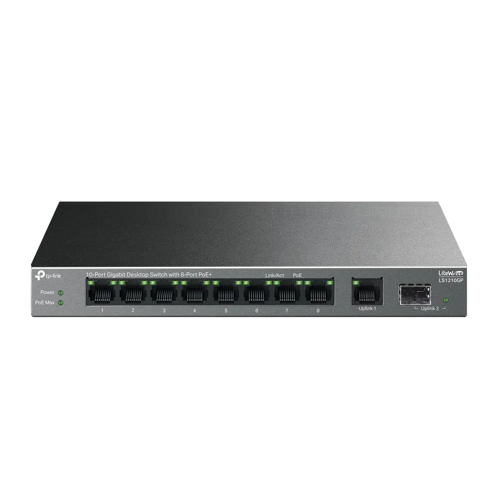 Netzwerk Switch TP-Link LiteWave LS1210GP 9-Port Gigabit PoE+ unmanaged, SFP