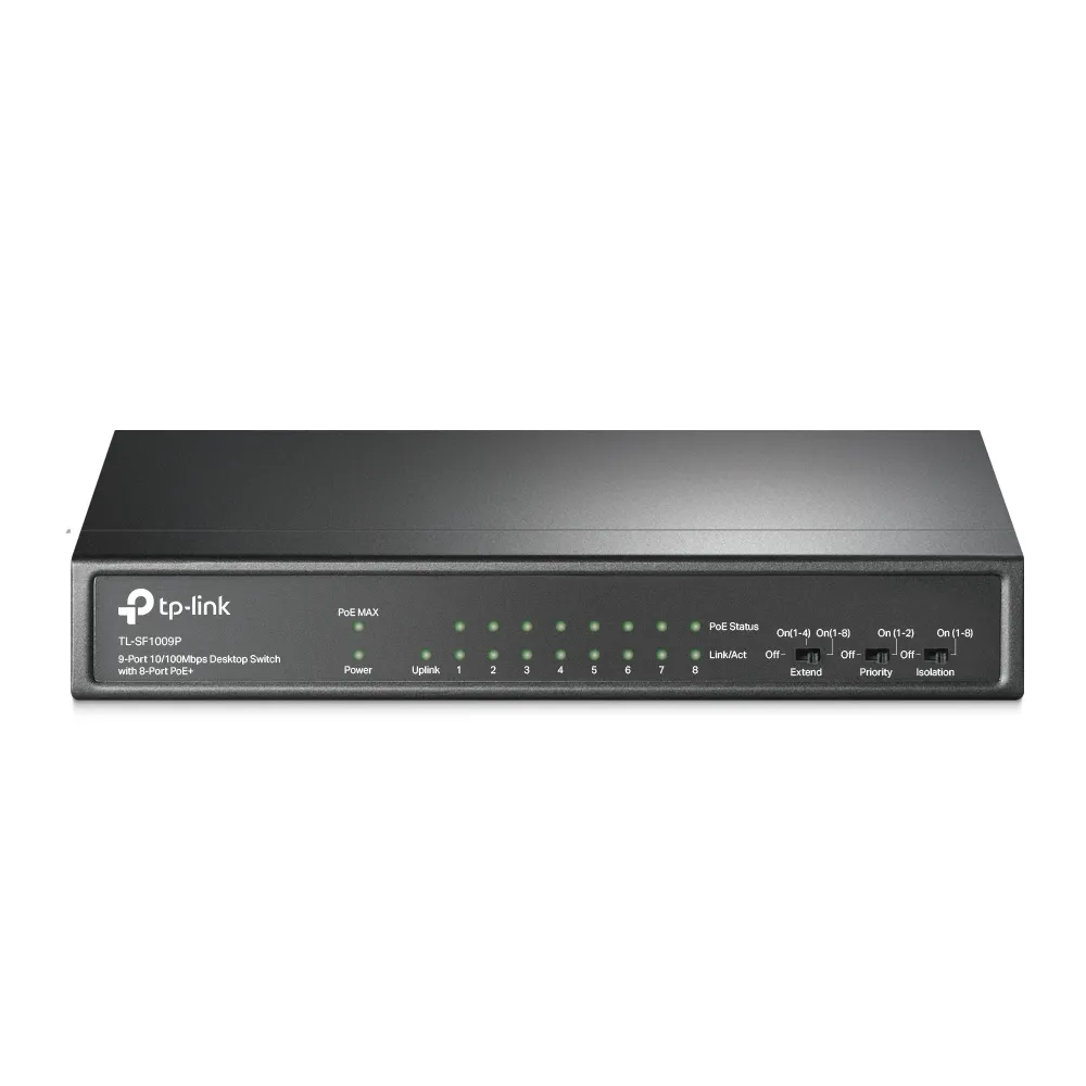 TP-Link TL-SF1009P Netzwerk-Switch Unmanaged Fast Ethernet (10/100) Power over Ethernet (PoE) Schwarz