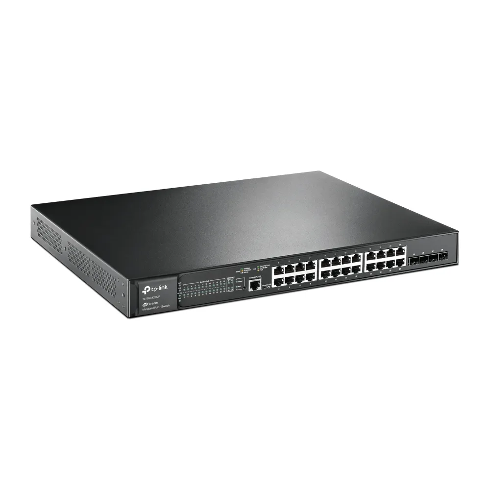 TP-Link JetStream TL-SG3428MP Netzwerk-Switch L2+ Gigabit Ethernet (10/100/1000) Power over Ethernet (PoE) 1U Schwarz