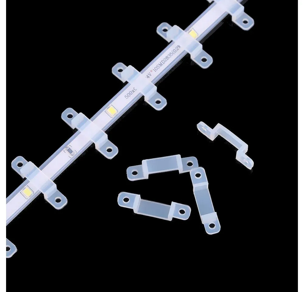 Trade-Shop Halterung 50x/100x/200x Montageclips für LED-Light-Strip, Kabel, Lichtschlauch, (50-tlg., inkl. 2,4mm Montagelöcher / Passend für 10mm bis 16mm LED-Light-Strip)
