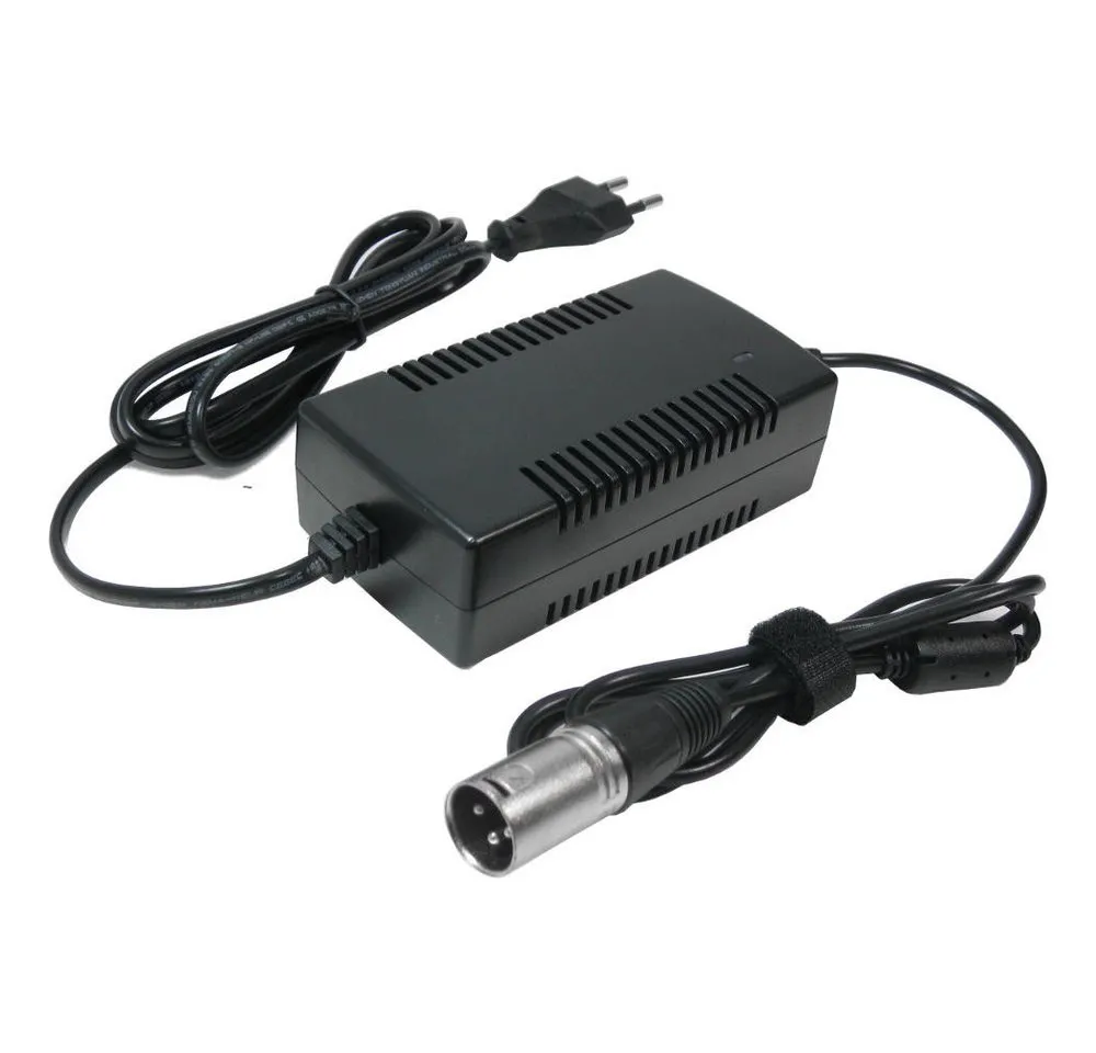 Trade-Shop Ladegerät 42V 2A passend für E-Bike Elektrofahrrad Pedelec Akkus Netzteil (Länge: ca. 2m / Stecker: 3pin XLR / mit LED-Ladestandsanzeige)