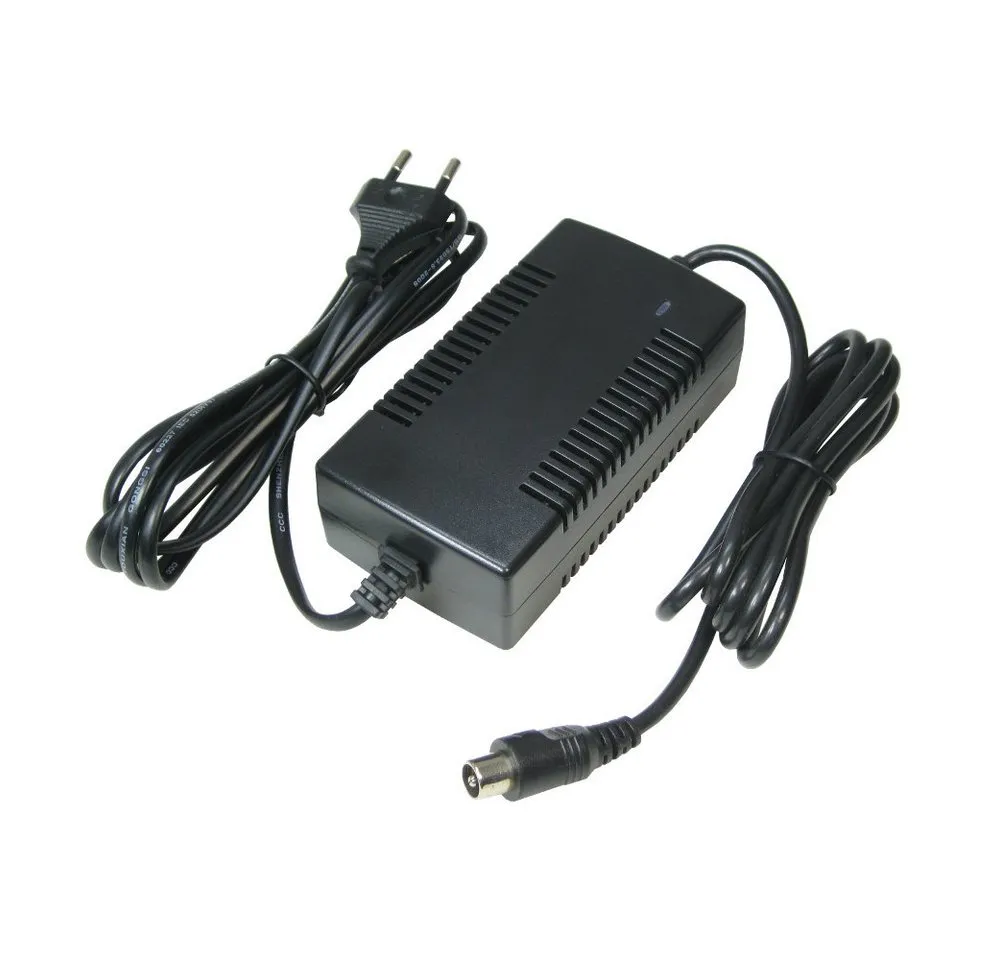 Trade-Shop Ladegerät 42V passend für 36V Elektrofahrrad-Akkus mit 1Pin-Anschluss Netzteil (Stecker: 10,45mm x 8,50mm 1Pin-Anschluss / mit LED-Ladestandsanzeige)