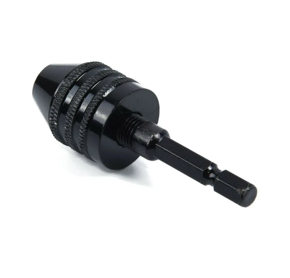 Trade-Shop Mini Bohrer Bit Bohrfutter für Akkuschrauber mit Bit-Aufnahme Adapter, Spannbereich: 0,6-8mm / mit Sechskantaufnahme (6,35mm Schaft HEX 1/4)
