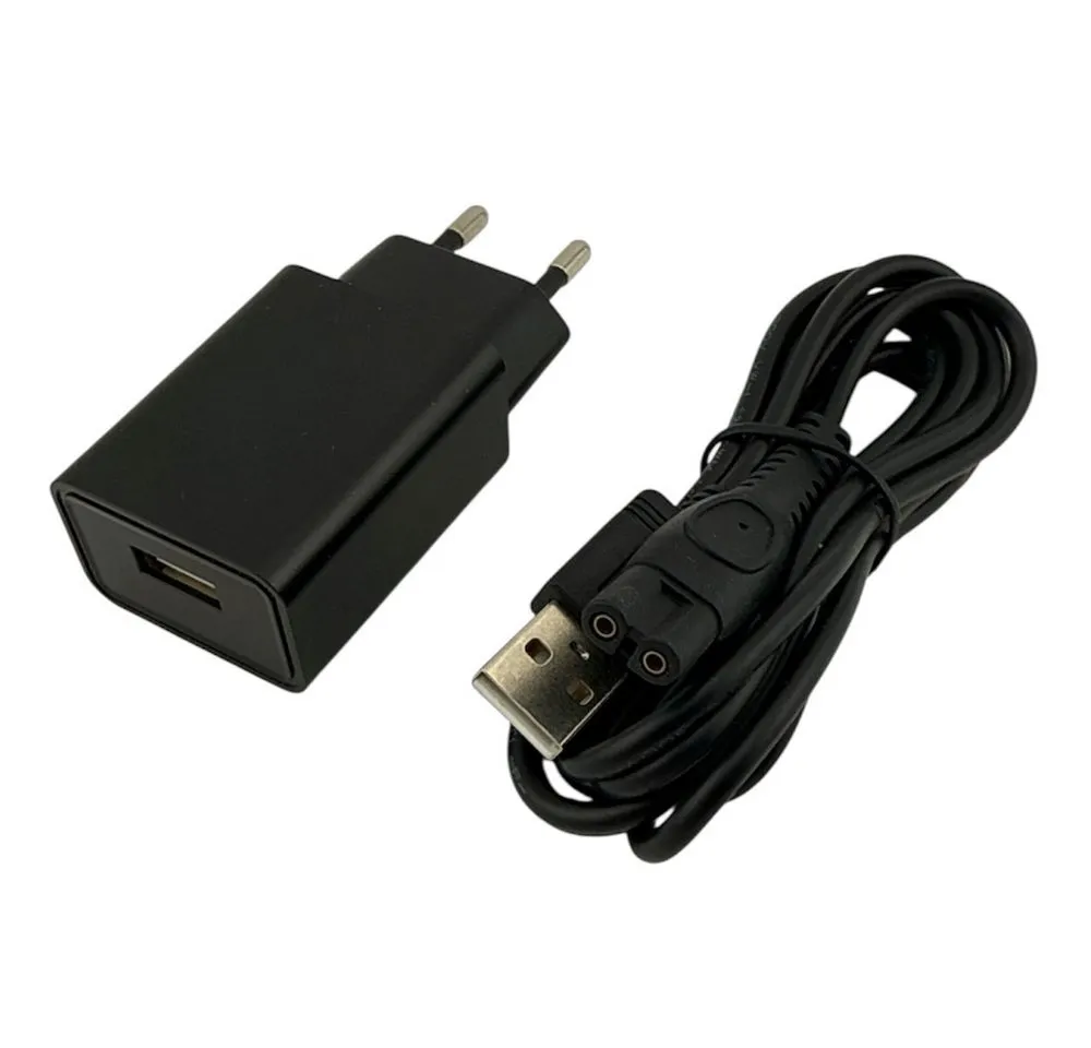 Trade-Shop Netzadapter passend für Philips Rasierer 9000/8000/7000/5000/3000/1000 Netzteil (USB-A Netzstecker inkl. Ladekabel für Rasierer / Kabellänge: 1,7m)