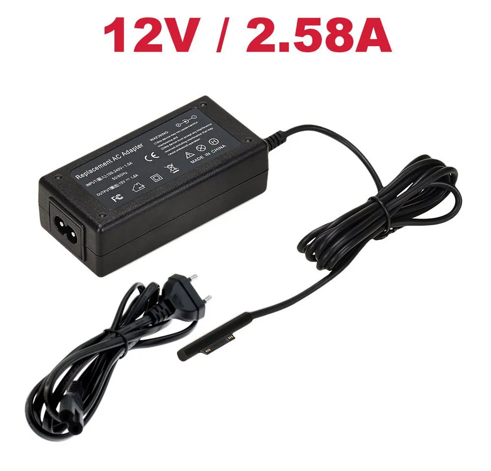 Trade-Shop Surface-Netzteil passend für Microsoft Surface Pro 3 / Pro 4 / Pro 5 Netzteil (12V 2,58A / Ladekabel / Laptop-Kabel)