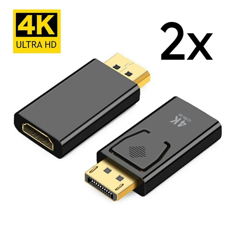 TradeNation DisplayPort Stecker auf HDMI Buchse DP auf HDMI Adapter Konverter 4K Audio-Adapter DisplayPort zu HDMI, 4k@30Hz