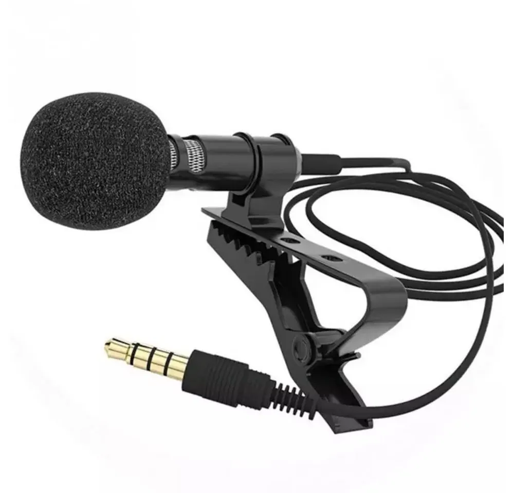 TradeNation Mikrofon Lavalier Ansteck Mikrofon 3.5mm Clip microphone Phone Laptop 1.5m (1-tlg), Ansteckclip