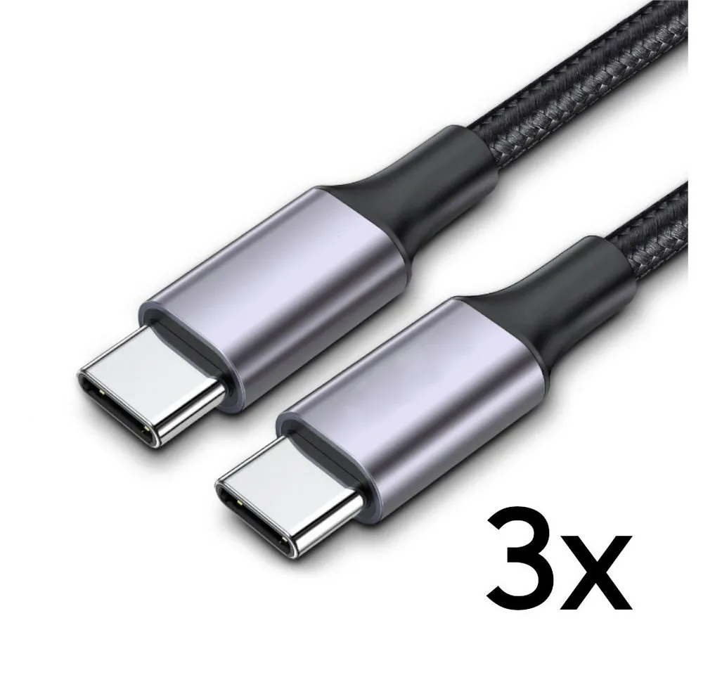 TradeNation USB C auf USB C Ladekabel 1m 2m Kabel Schnell 60W für Samsung Apple USB-Kabel, USB-C, USB-C (100 cm), 60W