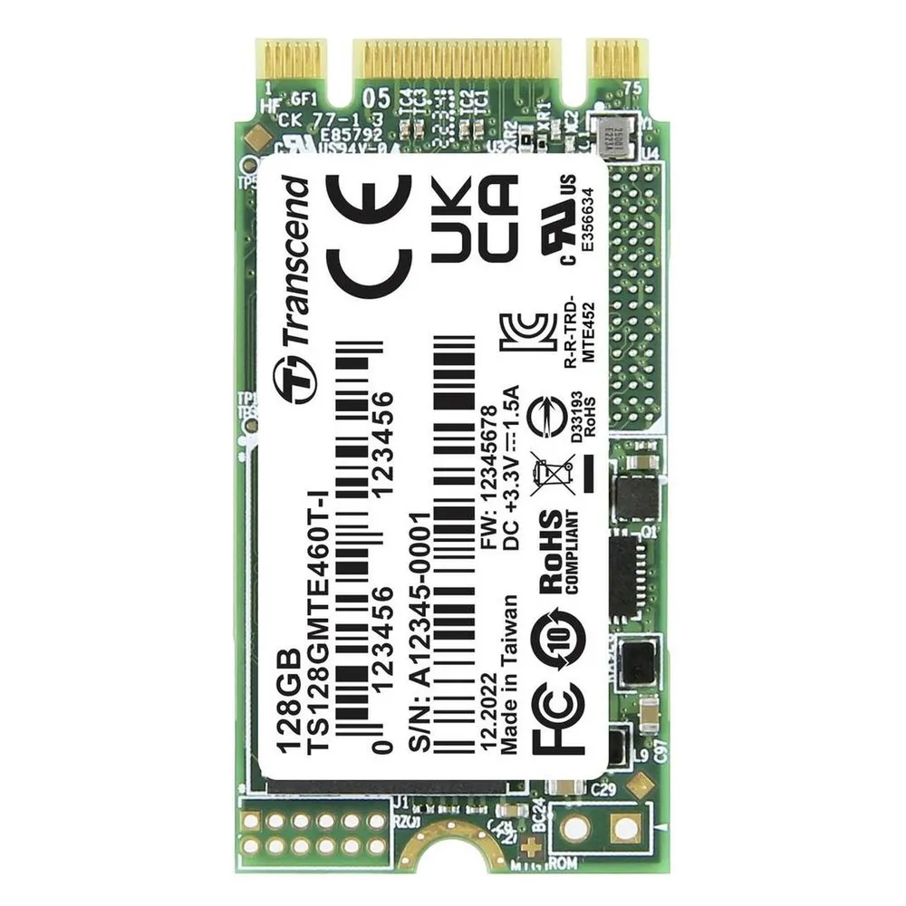 Transcend MTE460T-I 128GB Interne M.2 PCIe NVMe SSD 2242 PCIe NVMe 3.0 x2 Retail TS128GMTE460T-I