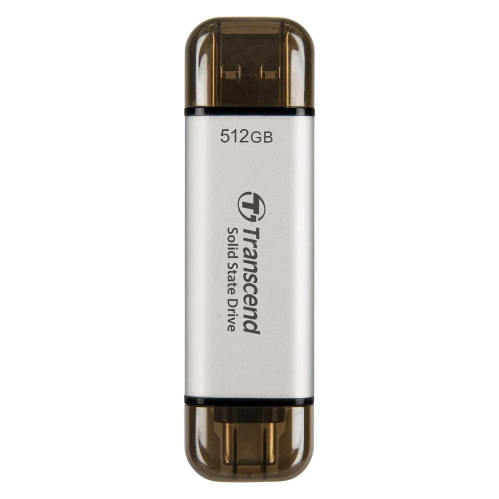 Festplatte Transcend ESD310 512GB SSD USB 3.2 Gen 2 1050MB/s Silber
