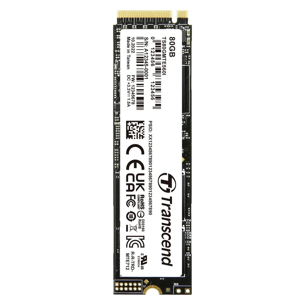 Transcend MTE560I 80GB Interne M.2 PCIe NVMe SSD 2280 PCIe NVMe 4.0 x4 Retail TS80GMTE560I