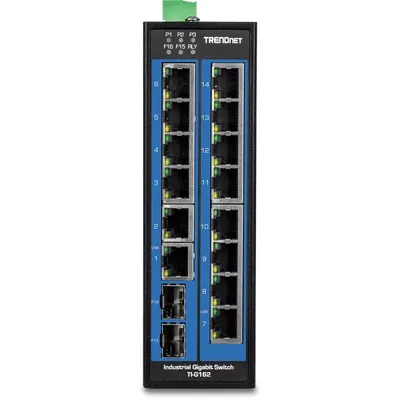 Trendnet TI-G162 Gigabit Ethernet Switch 14 Gigabit Ports + 2 SFP Schwarz