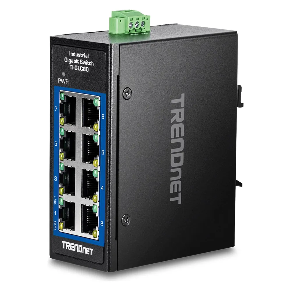 Trendnet TI-GLC80 Unmanaged Gigabit Ethernet Switch 8 Ports DIN-Rail Wandmontage