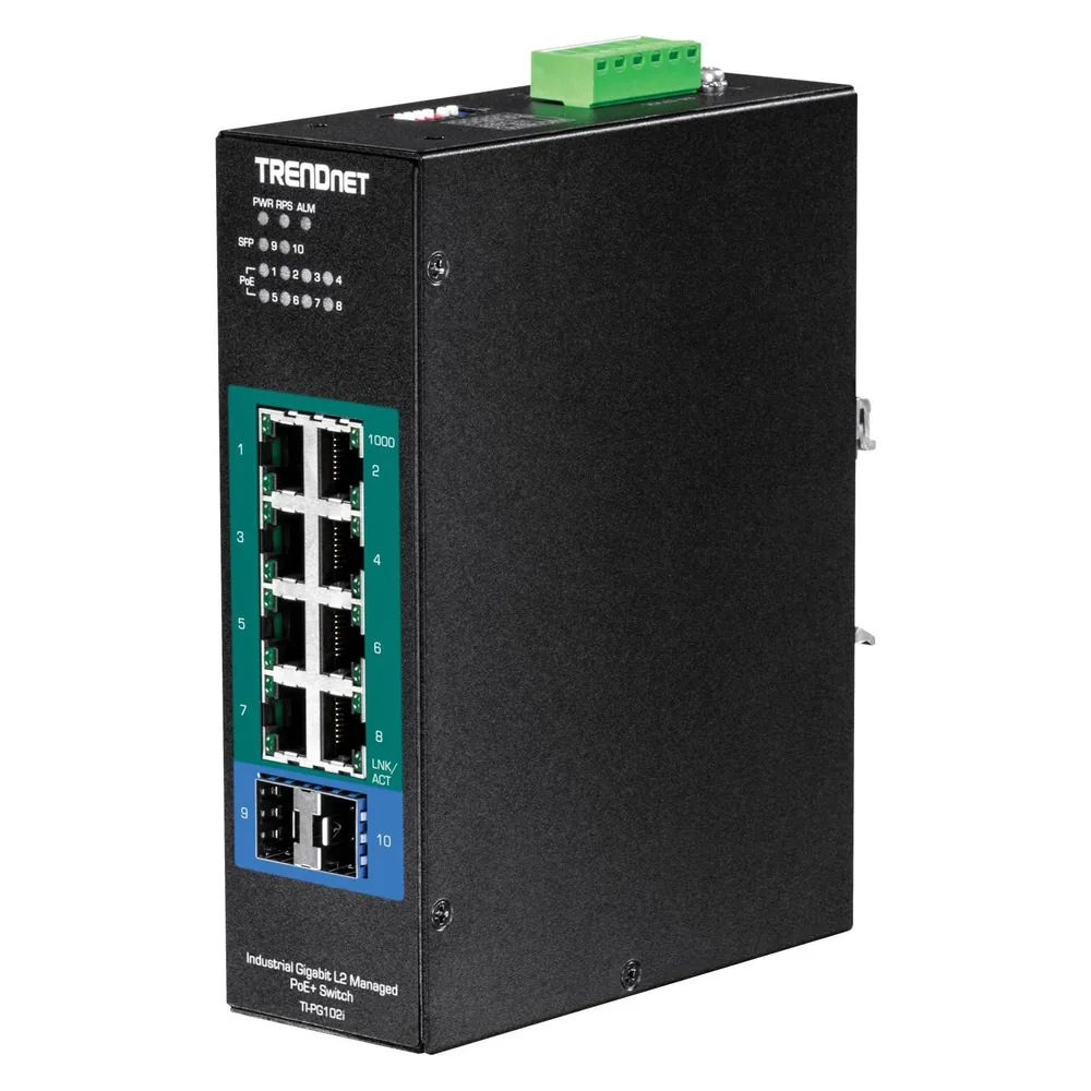 Switch Trendnet TI-PG102i 10 Ports Gigabit PoE+ Industrie L2 SFP