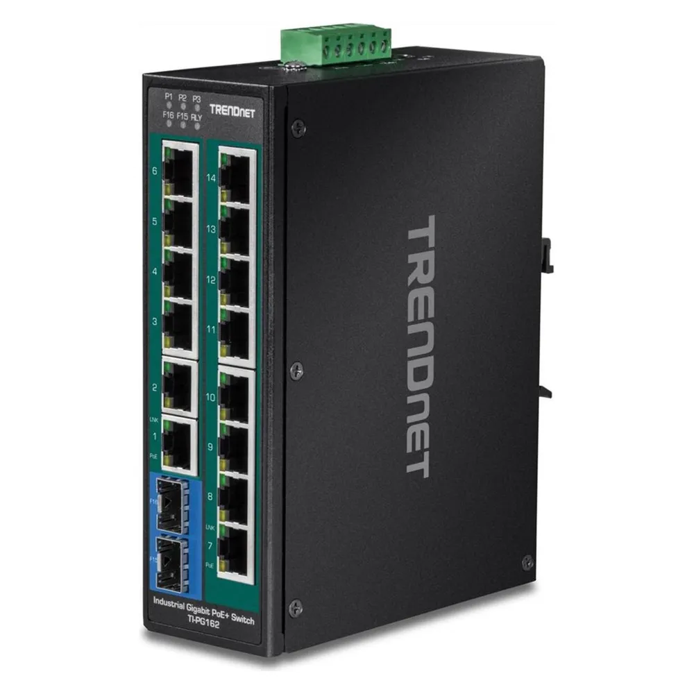 Trendnet Industrie Switch 16Port Gbit PoE+ Metall DIN-Rail