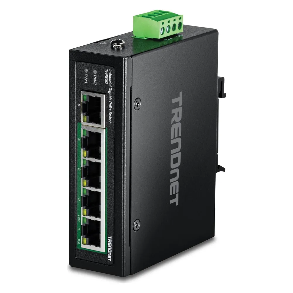 Industrieller Switch TRENDnet TI-PG50 5 Ports Gigabit PoE+ DIN-Rail