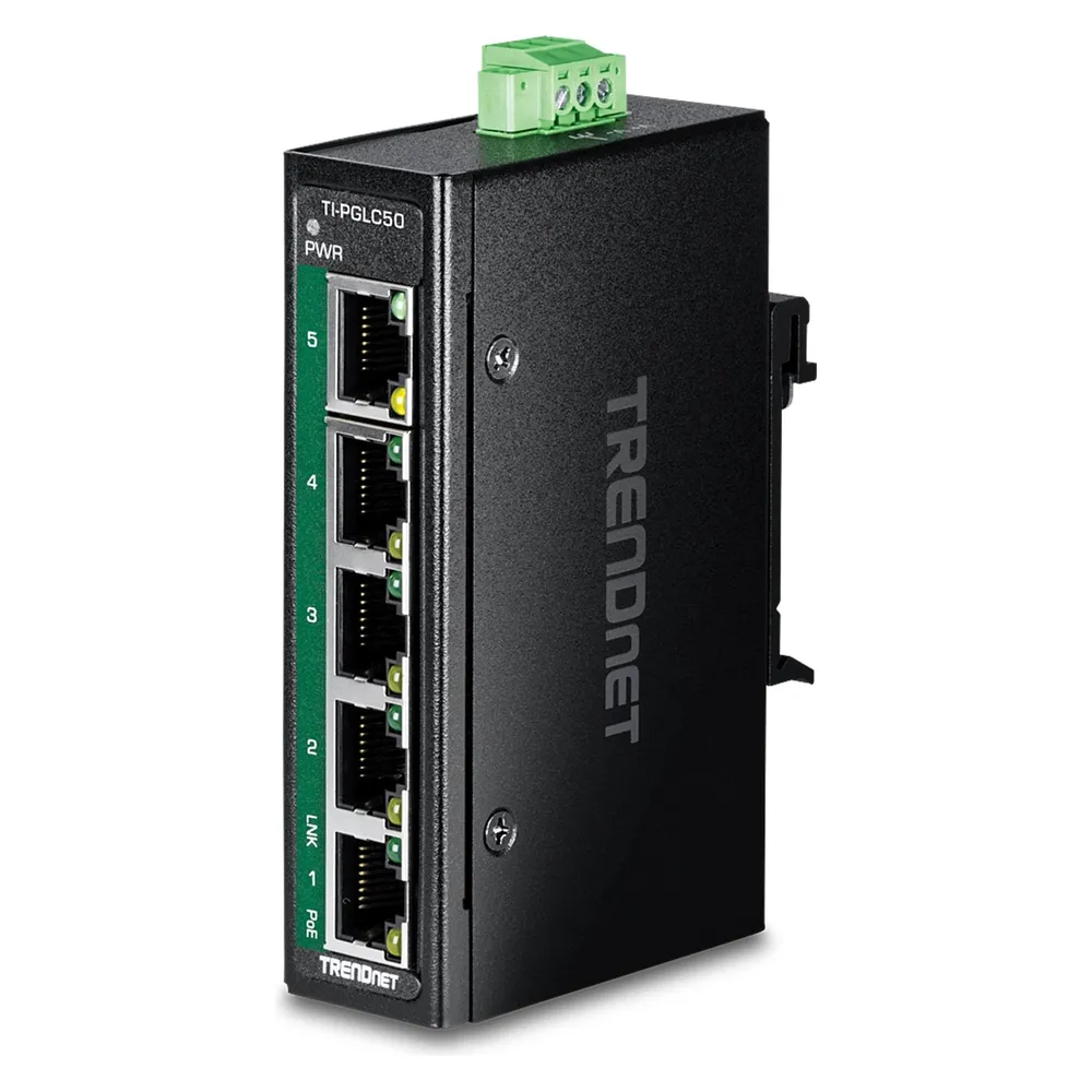 Netzwerkswitch TRENDnet TI-PGLC50 5 Port Gigabit PoE+ DIN-Wandmontage