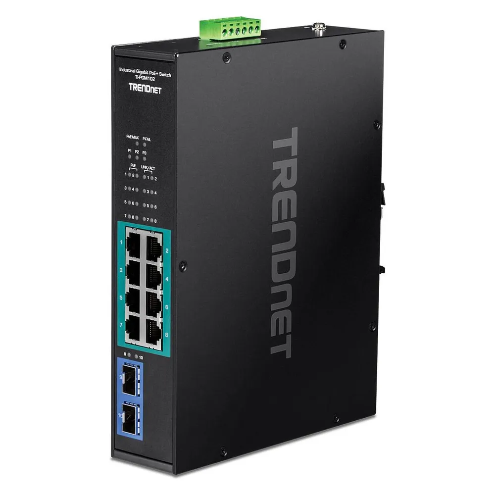 Industrieller Switch TRENDnet TI-PGM102 10 Ports Gigabit PoE+ 240W Rail DIN