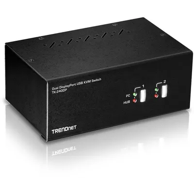 KVM-Switch TRENDnet TK-240DP Dual Monitor DisplayPort 2-Port 4K USB Hub Audio