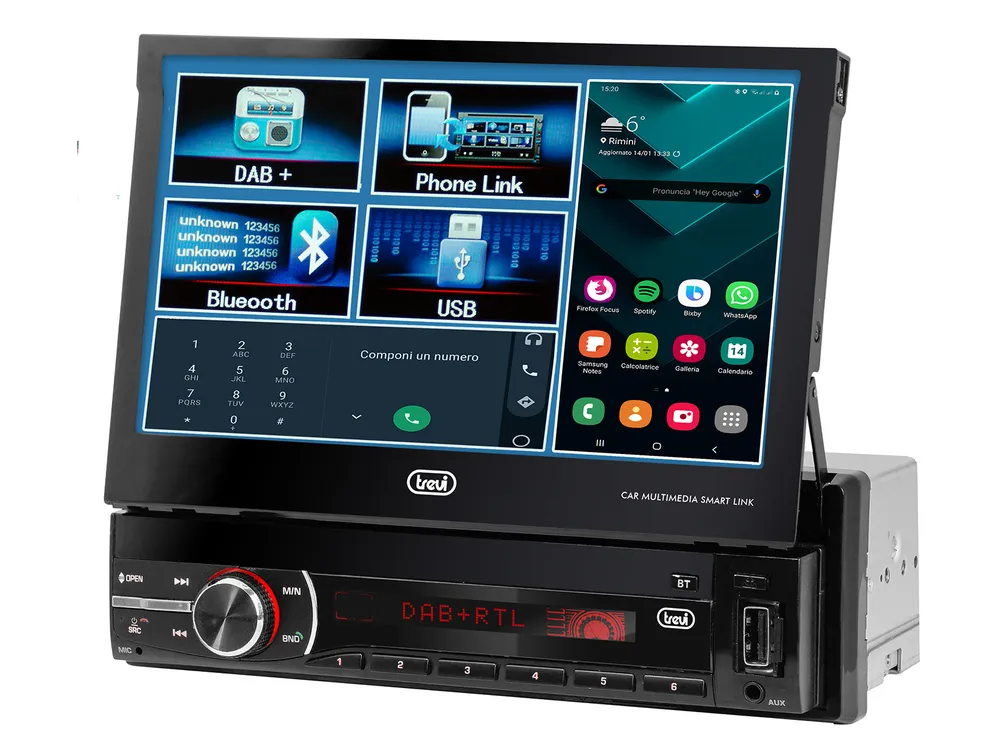 Autoradio Trevi MDV 6380 DAB Schwarz 1 DIN 200W 4.0 Kanäle 7" Display