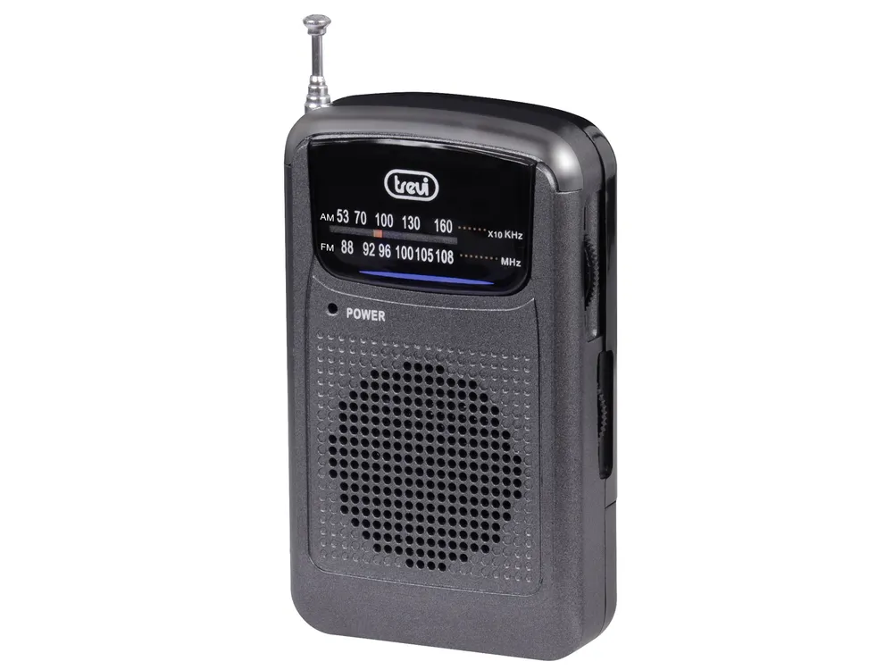 Radio Trevi RA 710 tragbar AM FM analog Grau Drehregler AAA