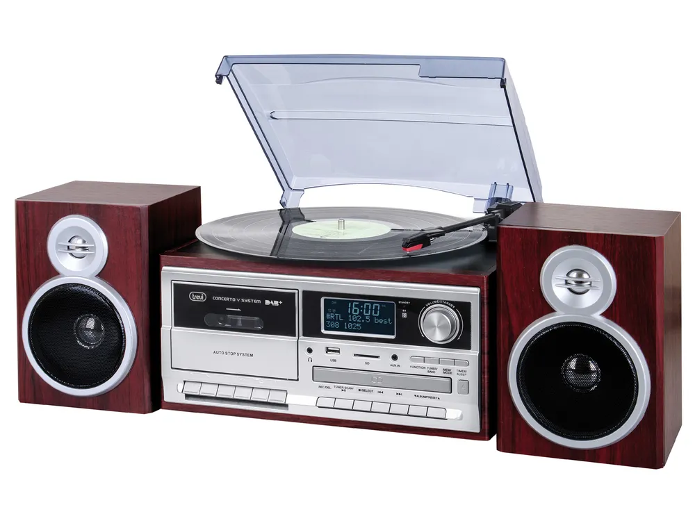 Tocadiscos Trevi TT 1072 DAB Semiautomático Madera 33,45,78 RPM USB LCD Blau