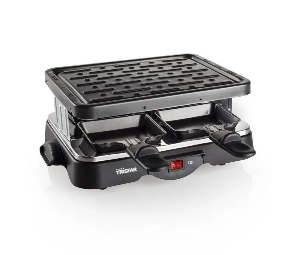 Tristar Raclette Tristar Raclette Grill/ Tischgrill für bis zu 4 Personen – mit Ein-/ A, 4 Pfännchen - Grillplatte