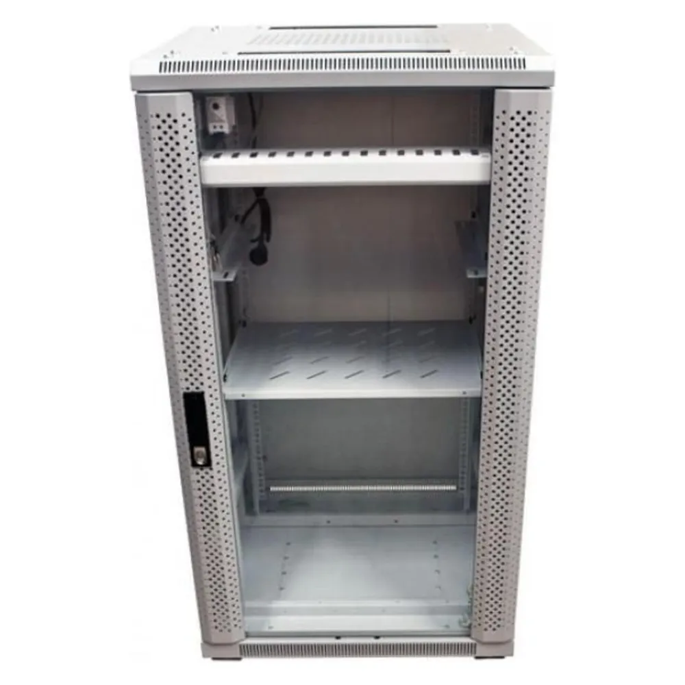 Triton 19 Schrank 22HE B600 / T600mm *lichtgrau* SNB-Serie Glastür