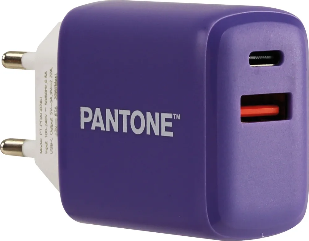 PD-Schnellladegerät USB-A + USB-C PT-PDAC024U, lila
