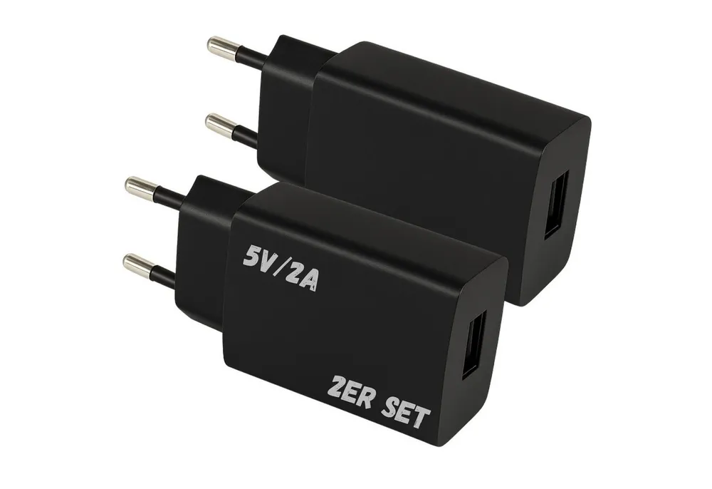 TronicXL 2X USB Netzteil Netzgerät Ladegerät 2A 5V 10W Steckernetzteil Handys USB-Ladegerät (2-tlg., USB-A Buchse für Handy Ladekabel Smartphone schwarz)