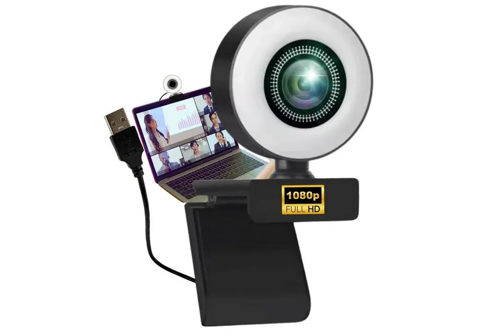 TronicXL Webcam mit Ringlicht Full HD Lampe USB PC Kamera Konferenz Streaming Full HD-Webcam (Full HD, Streamer Streaming Gamer Gaming Videokonferenz)