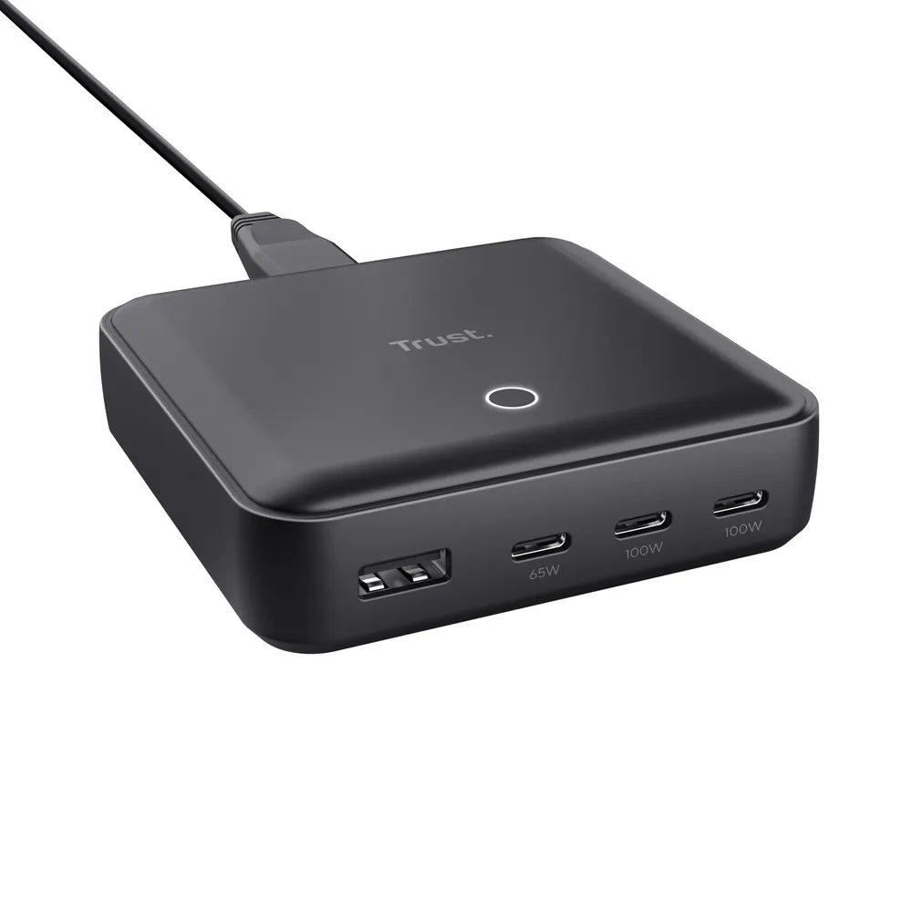 100 W USB-Tischladegerät mit 4 Anschlüssen, Schwarz