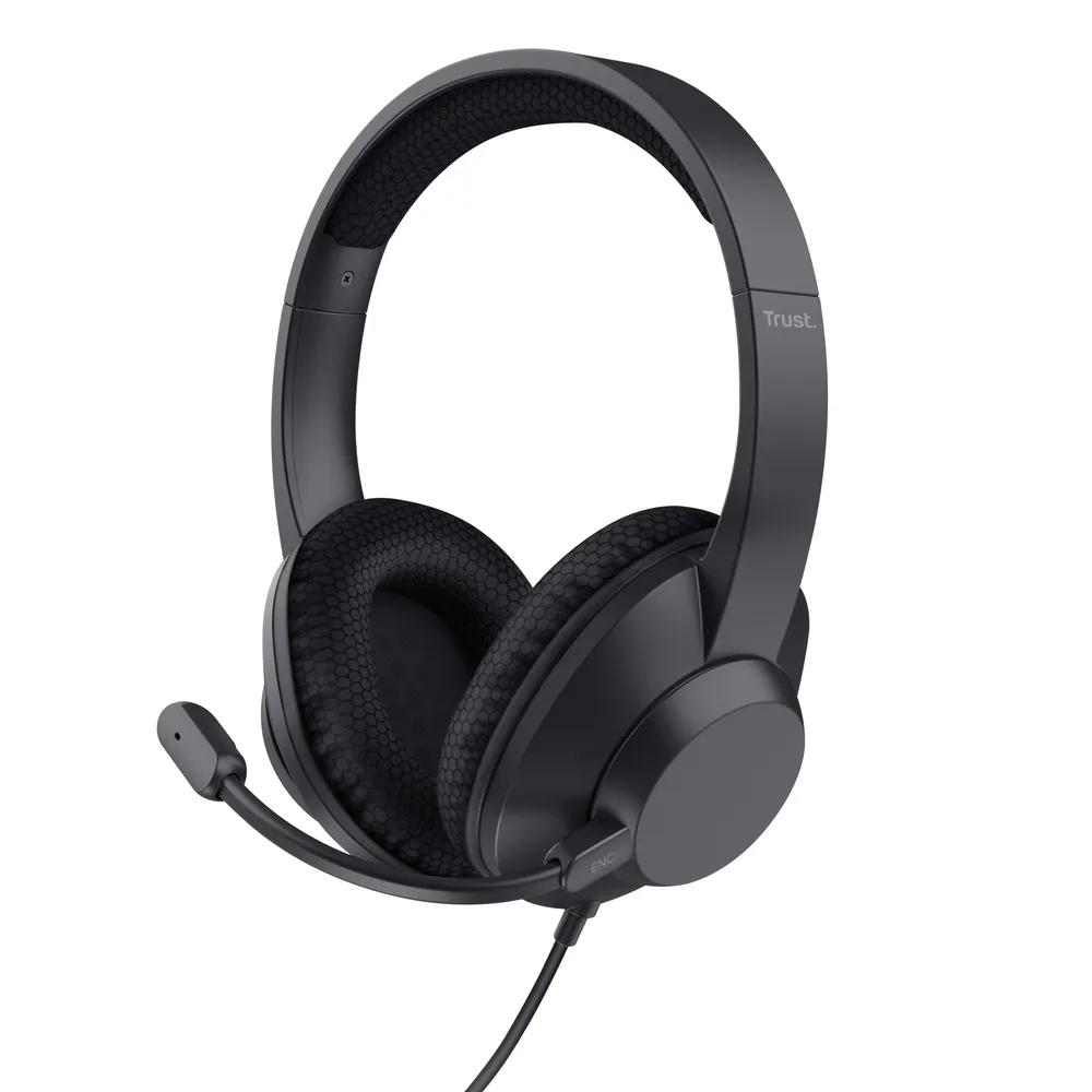 Kopfhörer Trust Ayda Max mit Kabel USB-A/USB-C, Geräuschunterdrückung, Calls/Musik, Schwarz