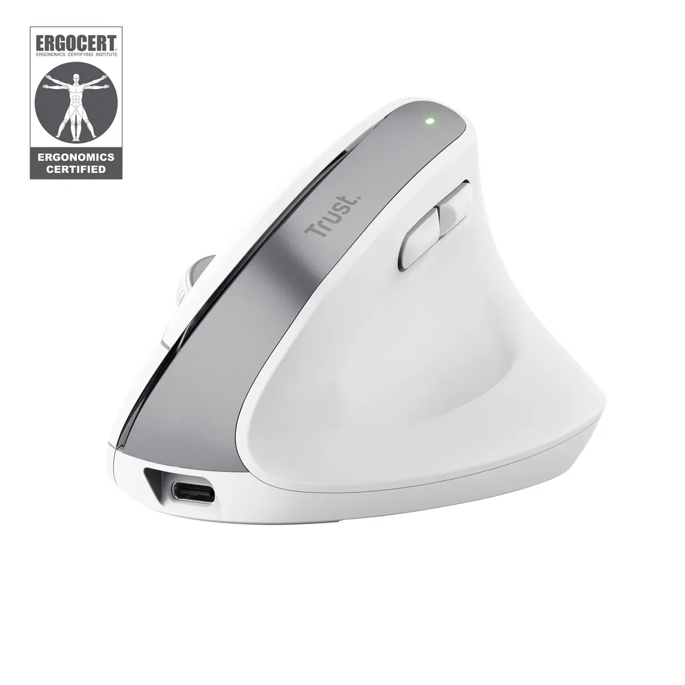Bayo+ Ergonomische kabellose Maus für mehrere Geräte, Weiß
