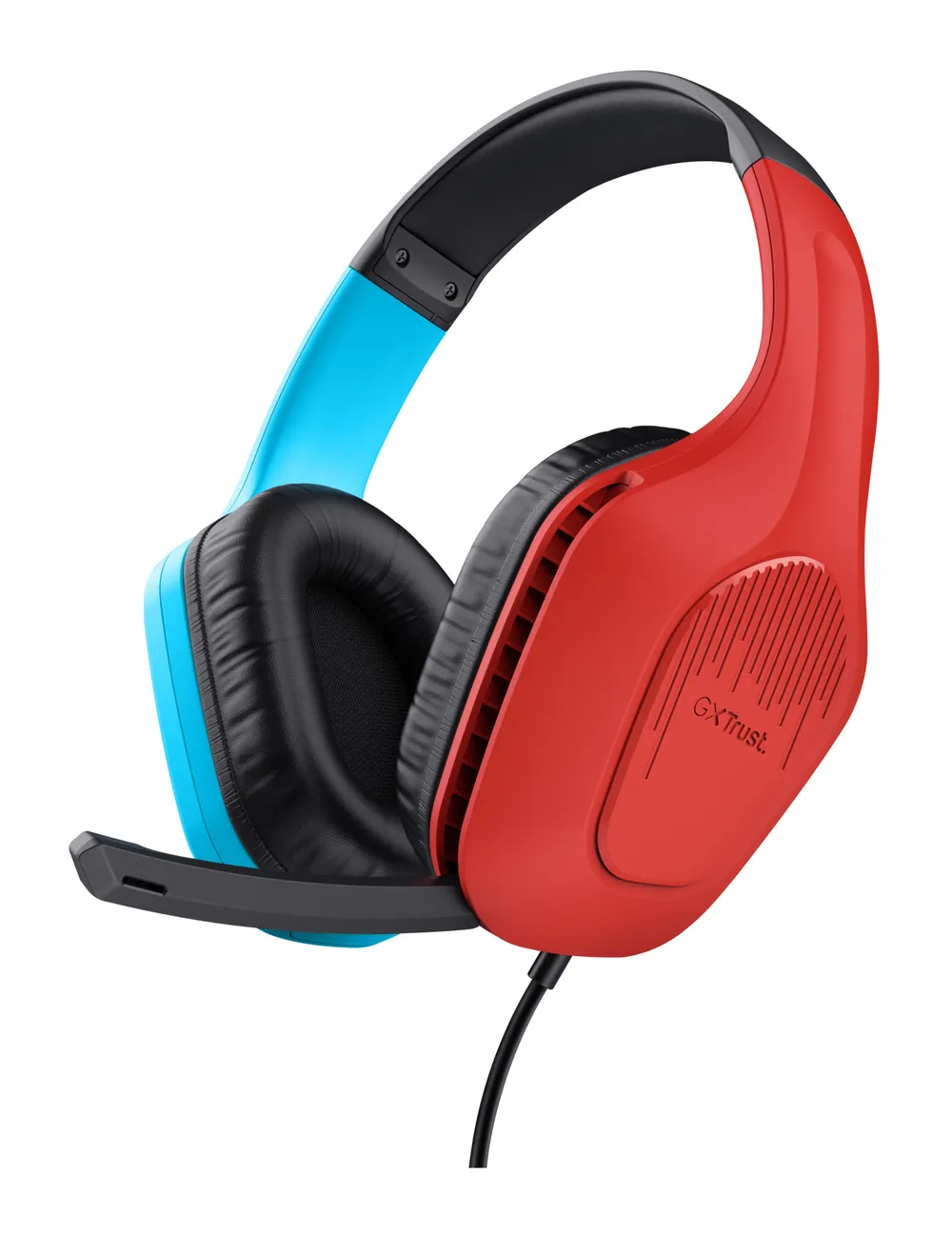 GXT 416S Zirox Federleichtes Gaming-Headset, Schwarz/Cyan/Rot
