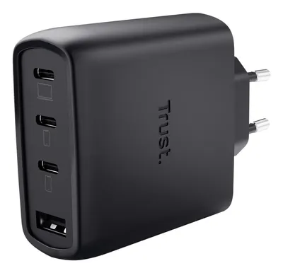 Maxo GaN-USB-Tischladegerät mit 65 W und 4 Anschlüssen, Schwarz