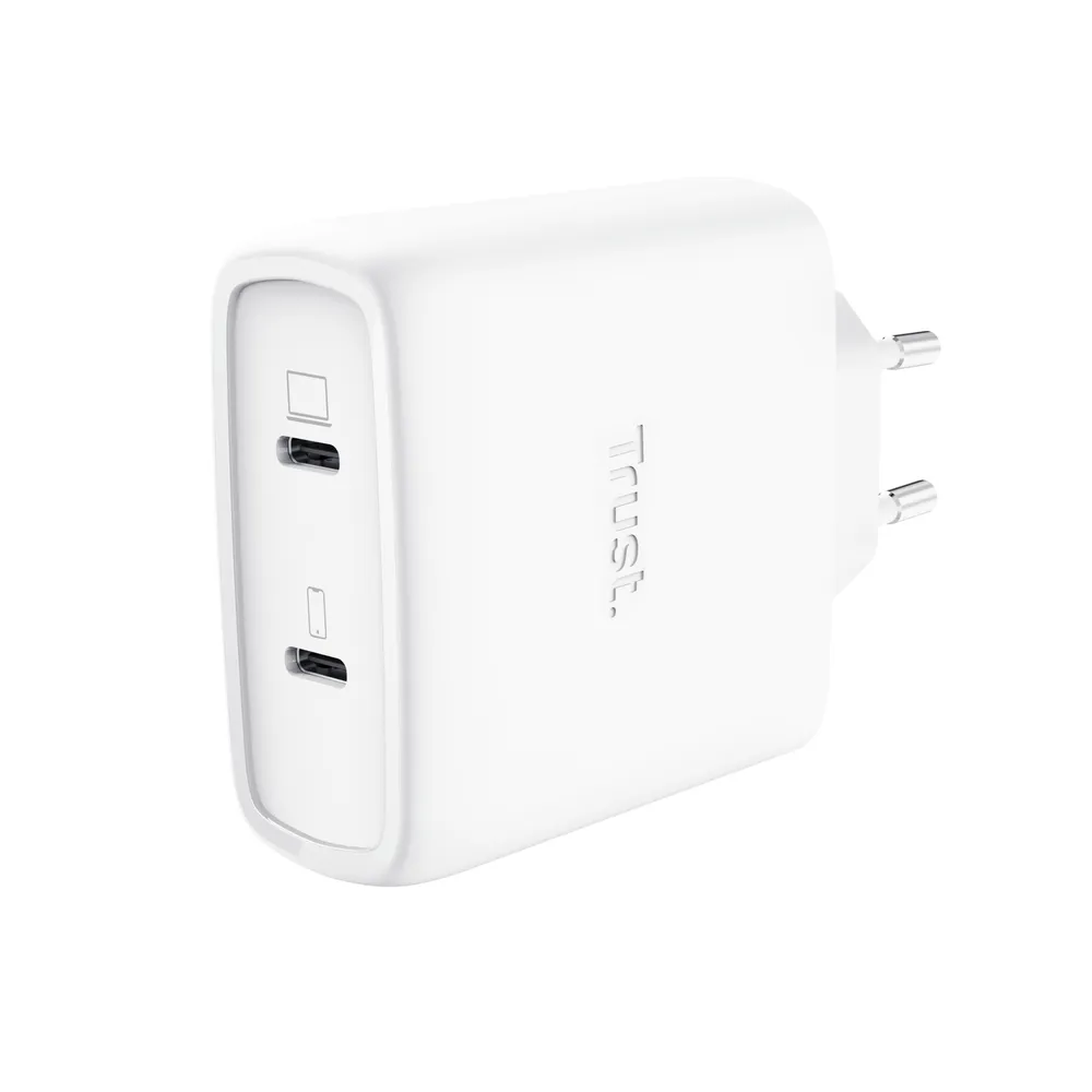 Maxo USB-C-GaN-Ladegerät 65 W mit 2 USB-C-Anschlüssen, Weiß