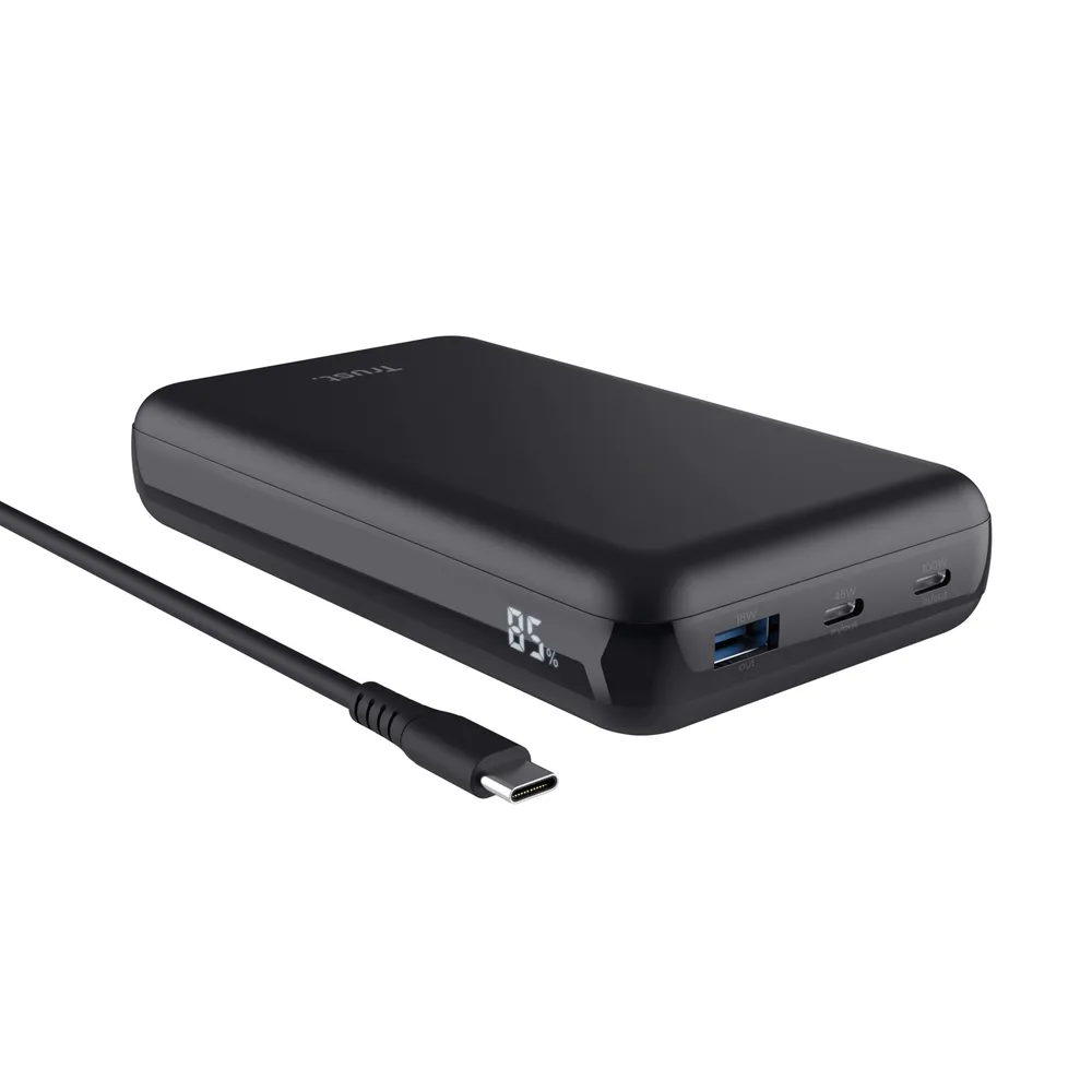 Trust Laro 100W externer Akku 2x USB-C 1x USB-A Schnellladung recycelter Kunststoff