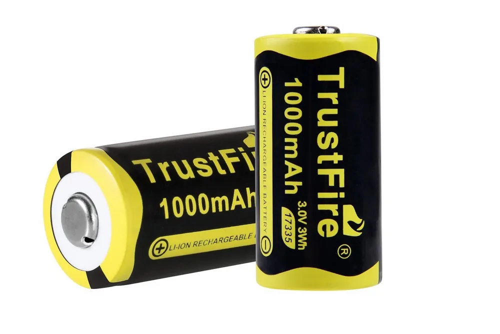 Trustfire 17335 / CR123A Akku 1000 mAh (3 V), 2er Pack Li-Ionen Akku 1000mAh 3V wiederaufladbar