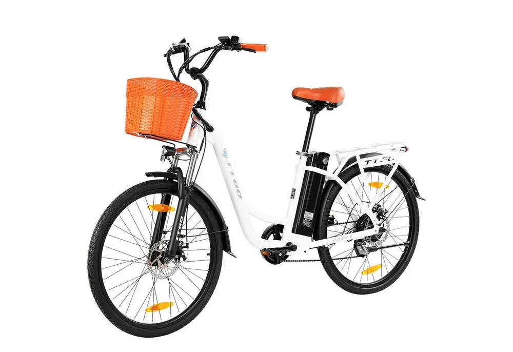 TTGO E-Bike Cityrad 26 Zoll, Elektrofahrrad, für Damen und Herren 522Wh max.75km Pedelec, 6 Gang, Kettenschaltung, Heckmotor, 522 Wh, (bis zu 125kg, für ca. 160–185cm, 5 Stufen, Pedelec), E-bikes, Frontkorb, Gepäckträger, Elektrofahrrad für Damen Herren