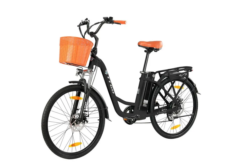 TTGO E-Bike Cityrad 26 Zoll, Elektrofahrrad, für Damen und Herren 522Wh max.75km Pedelec, 6 Gang, Kettenschaltung, Heckmotor, 522 Wh, (bis zu 125kg, für ca. 160–185cm, 5 Stufen, Pedelec), E-bikes, Frontkorb, Gepäckträger, Elektrofahrrad für Damen Herren
