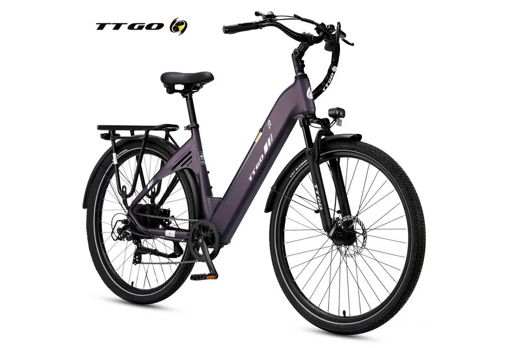 TTGO E-Bike Cityrad 28 x 2,0 Zoll, 120km, C3 SE, Elektrofahrrad mit Tiefeinsteiger-Rahmen, 7 Gang SHIMANO, Kettenschaltung, Heckmotor, 648 Wh, 5 Stufen, Leicht nur 25kg, Pedelec bis zu 120kg, Aluminiumrahmen