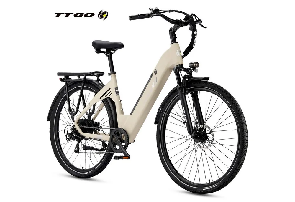 TTGO E-Bike Cityrad 28 x 2,0 Zoll, 120km, C3 SE, Elektrofahrrad mit Tiefeinsteiger-Rahmen, 7 Gang SHIMANO, Kettenschaltung, Heckmotor, 648 Wh, 5 Stufen, Leicht nur 25kg, Pedelec bis zu 120kg, Aluminiumrahmen