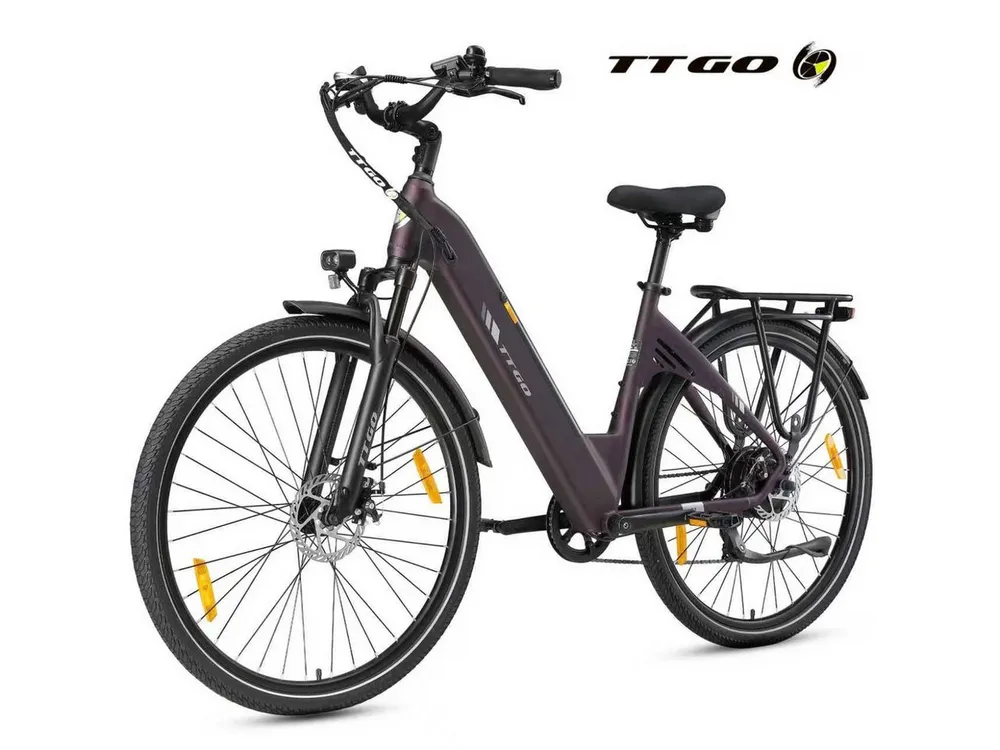 TTGO E-Bike Cityrad 28 x 2,0 Zoll, 150km, C3 2.0, Elektrofahrrad, Pedelec, nur 25kg, 7 Gang SHIMANO, Kettenschaltung, Heckmotor, 650 Wh, 5 Unterstützungsstufen, bis zu 125kg, Tiefeinsteiger-Rahmen