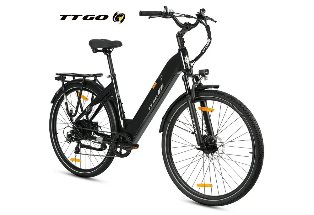 TTGO E-Bike Cityrad 28 Zoll, 150km Reichweite, C3 2.0, Elektrofahrrad, 650Wh Pedelec, 7 Gang SHIMANO, Kettenschaltung, Heckmotor, 650 Wh, 5 Unterstützungsstufen, Leicht nur 25kg, Tiefeinsteiger-Rahmen