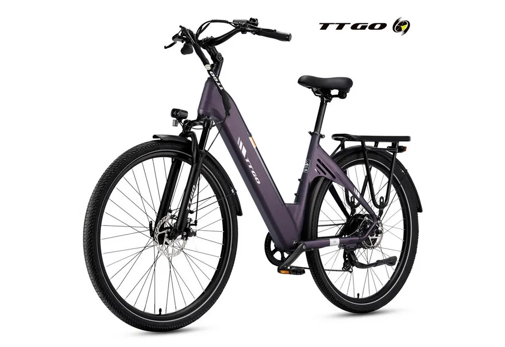 TTGO E-Bike Cityrad 28 Zoll, 55Nm, 650Wh, 150km, Elektrofahrrad für Damen und Herren, 7 Gang Shimano, Kettenschaltung, Heckmotor, 650 Wh, (Alu-Pedale, LCD-Display, max. Belastung 125 kg, Aluminiumrahmen), 5 Stufen, C3, Tiefeinsteiger, leicht nur 25kg, E-Citybike, Pedelec